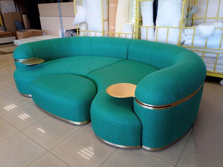 Fabric wooden sofa